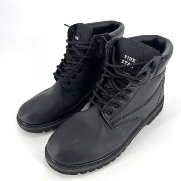 Five Star Mens Leather Composite Toe Oil Resistant Lace Up Work Boots Black 11W - Picture 1 of 13